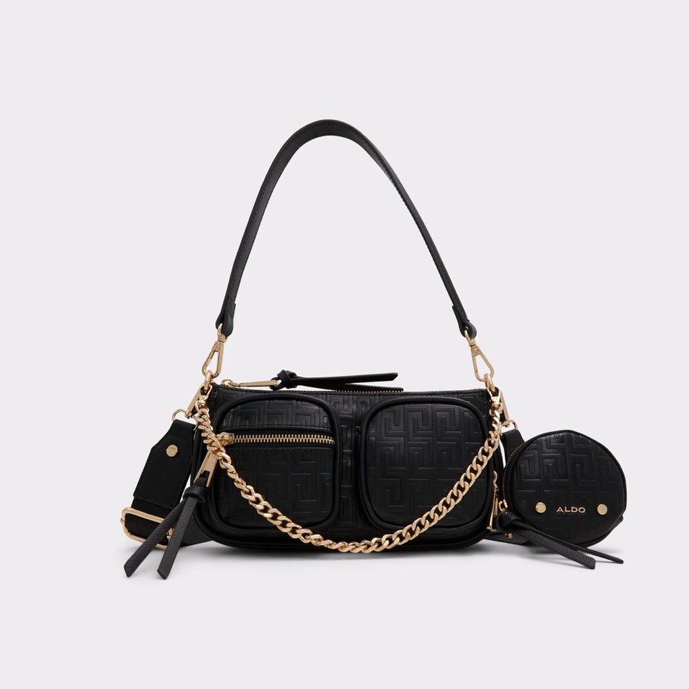 Aldo Black Crossbody Bag with Gold Chain